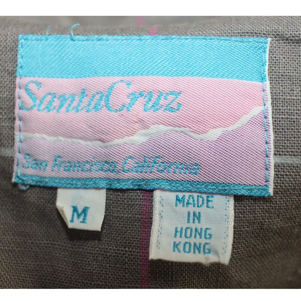 Vintage Santa Cruz Gray Plaid Bomber Jacket Ribbed Hem 90s - Picture 5 of 8